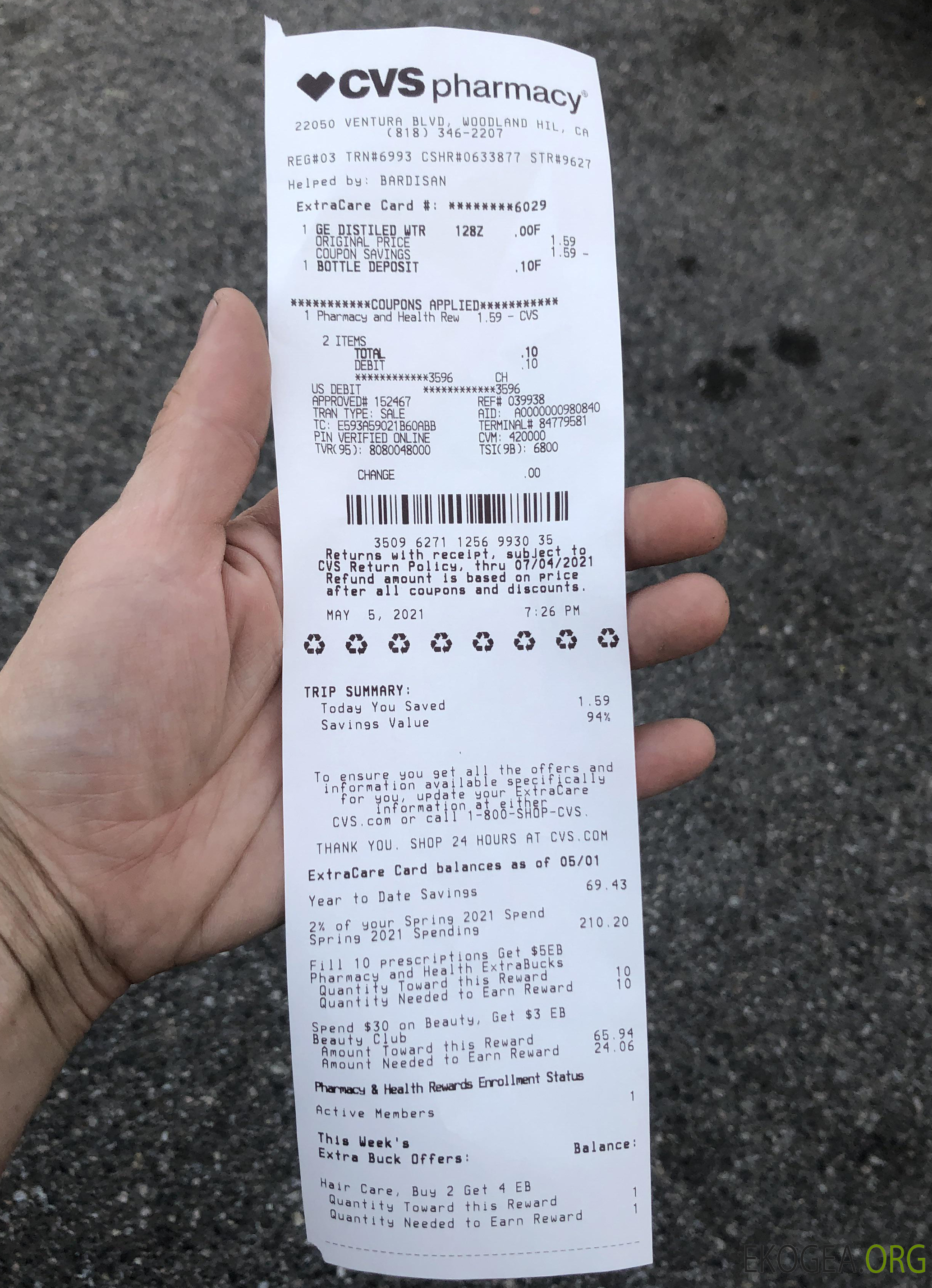 Chèque Cvs pharmacie